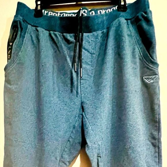 PAPER PLANES Mens Logo Sweatpants Melange Blue XL - Picture 2 of 11